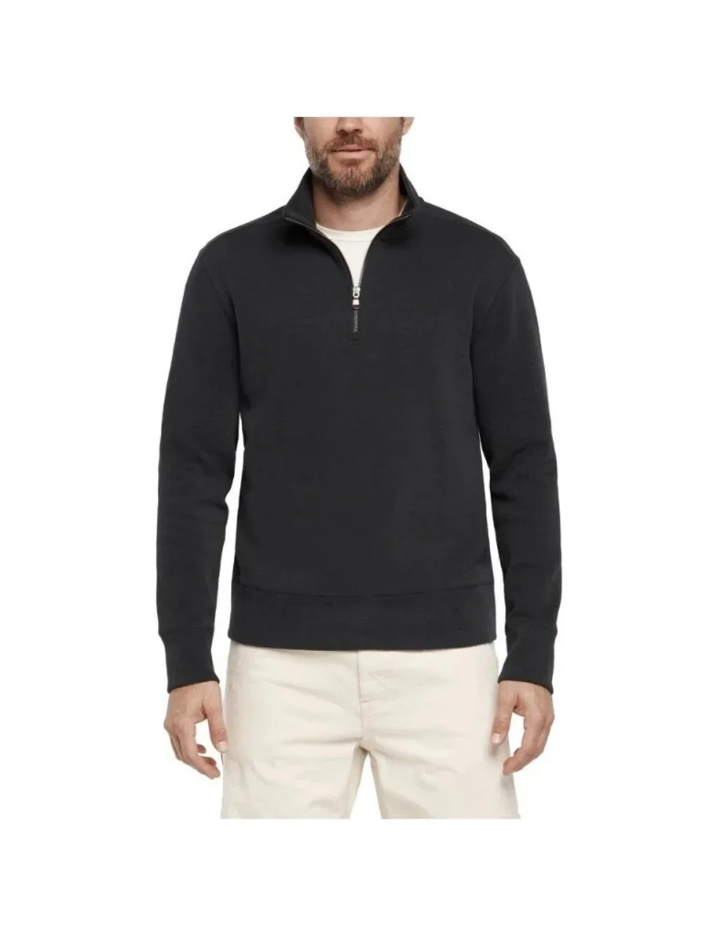 Banana Republic Men's L Black 1/4 Zip Pullover Sweatshirt Cotton Blend a2392